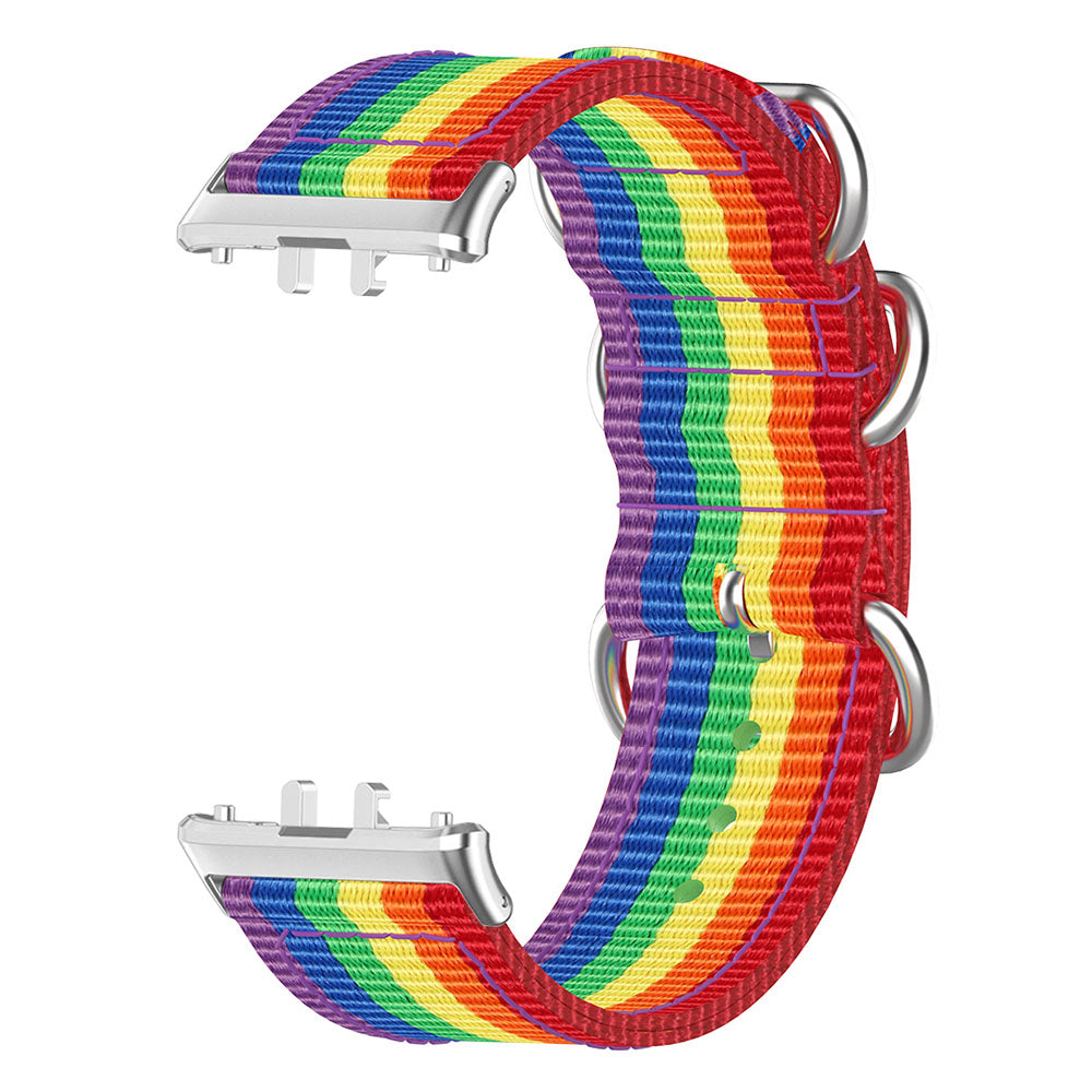 For Samsung Galaxy Fit3 SM-R390 Nylon Watch Strap Three Rings Replacement Wrist Band - Rainbow For Samsung Galaxy Fit3 SM-R390 Nylon Watch Strap Three Rings Replacement Wrist Band - Rainbow